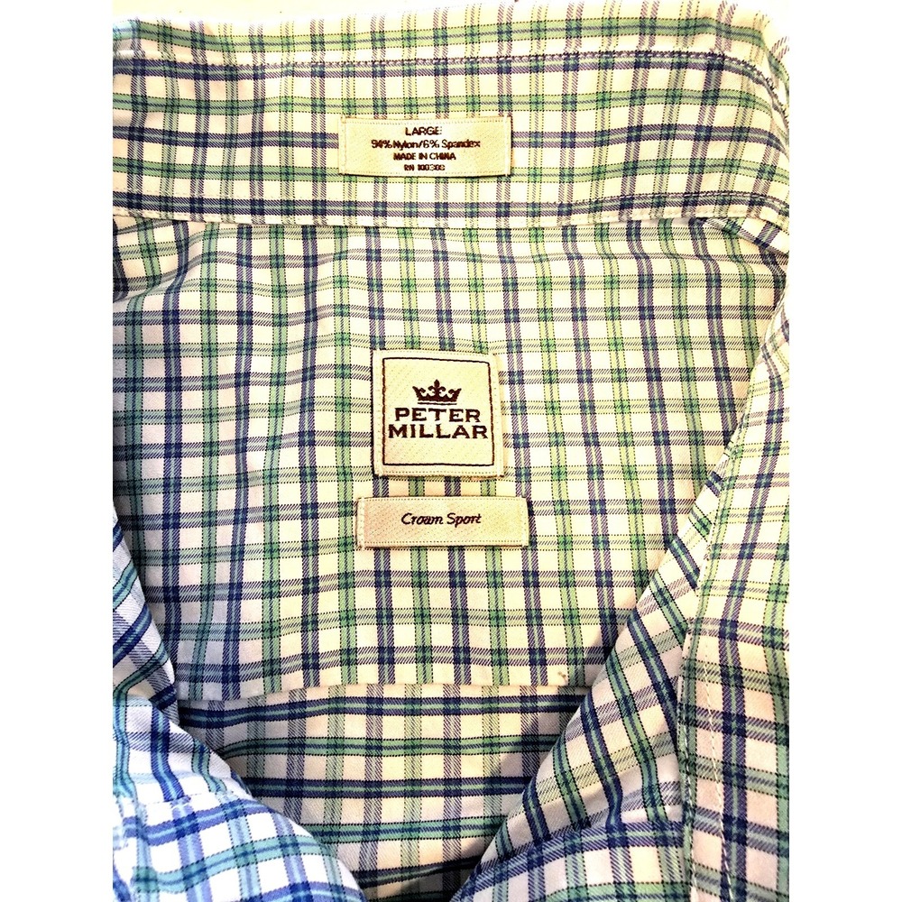 Peter Millar Crown Sport Large Long Sleeve Men's Shirt Plaid Business -87 - Picture 3 of 7